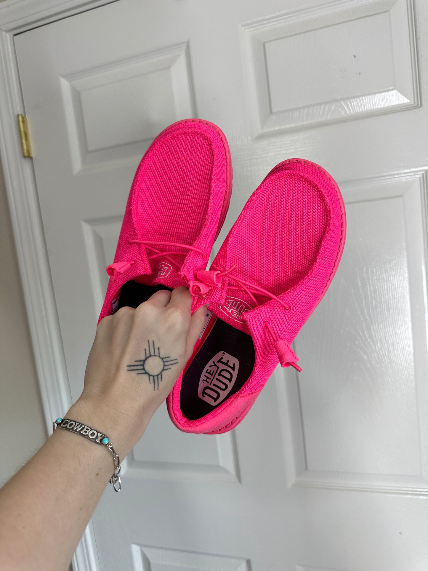 Hot Pink Hey Dudes size 8