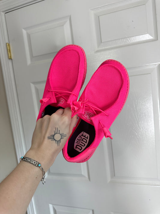 Hot Pink Hey Dudes size 8