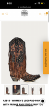 Load image into Gallery viewer, Corral Leopard Fringe Cowboy Boots Size 8.5
