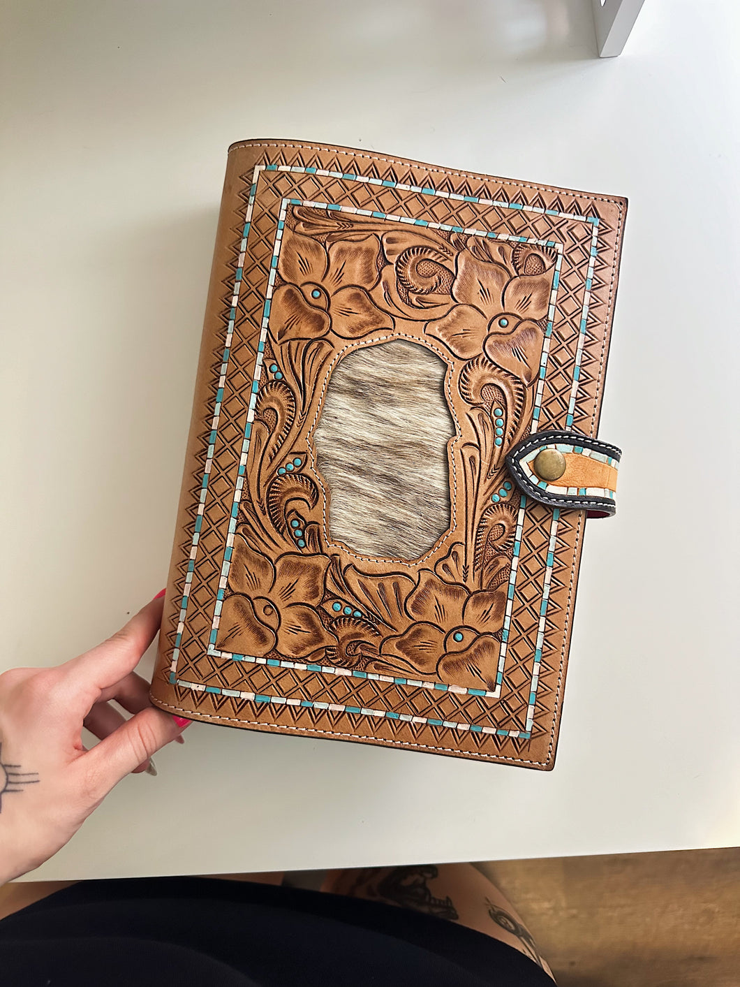 Tooled Leather Bible Cover (Style 10)