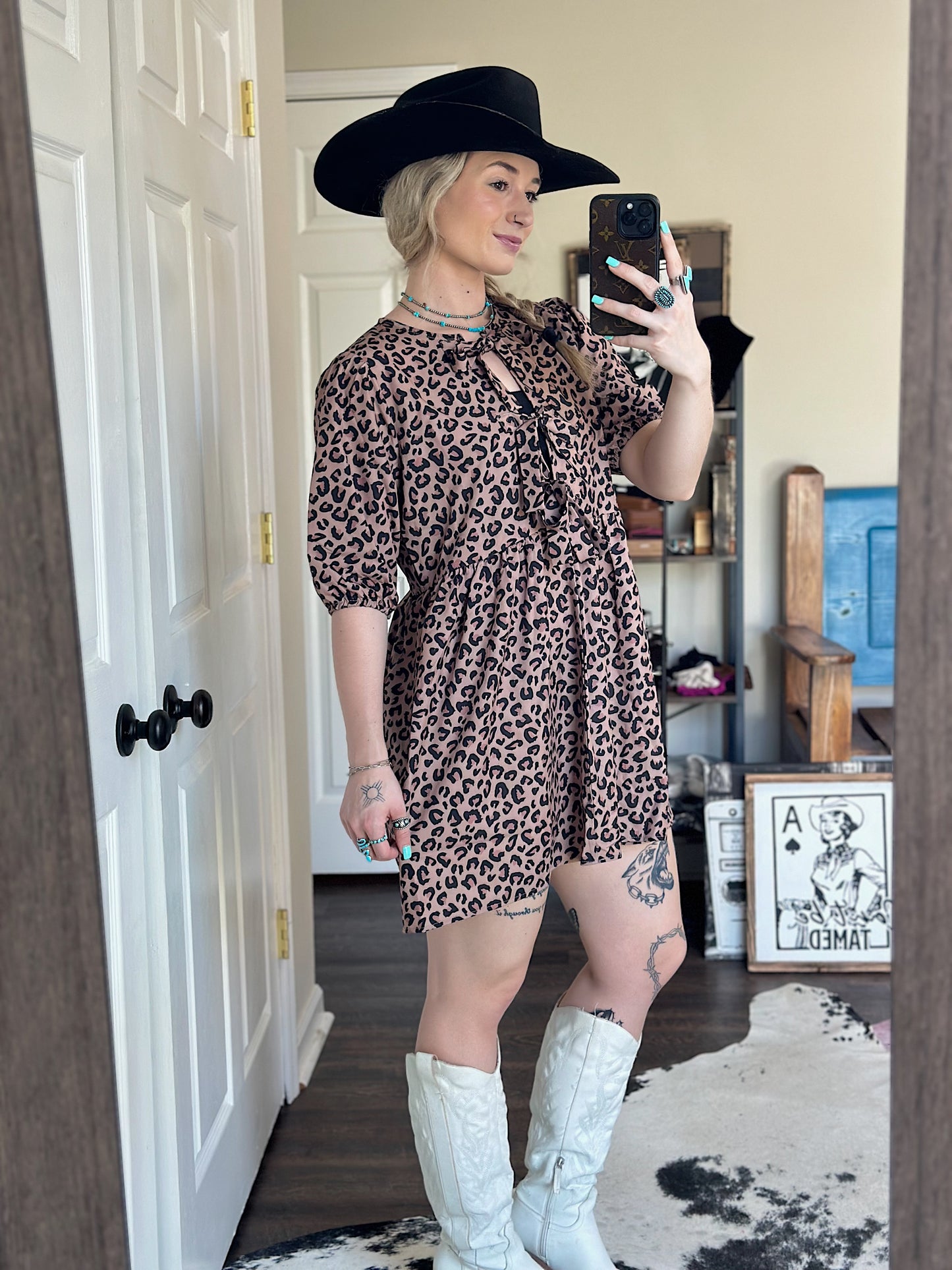 Leopard Baby Doll Dress