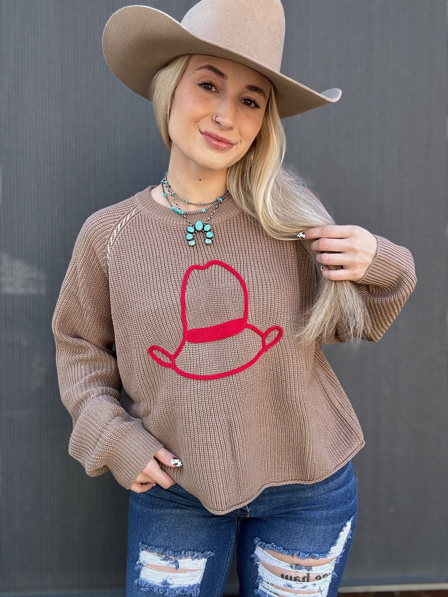 The Stitched Cowboy Hat Sweater