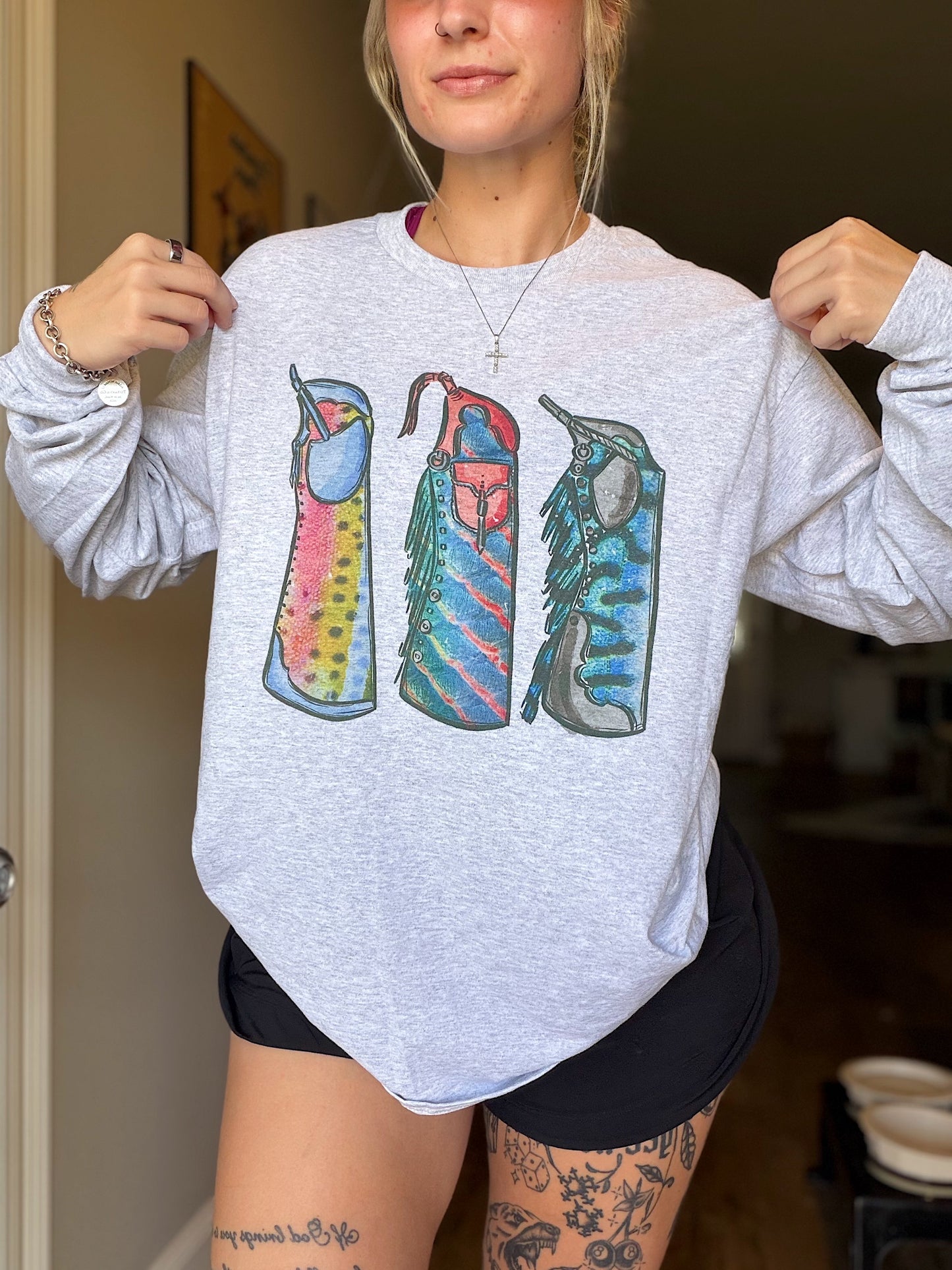 Fishie Print Chaps Long Sleeve Tee