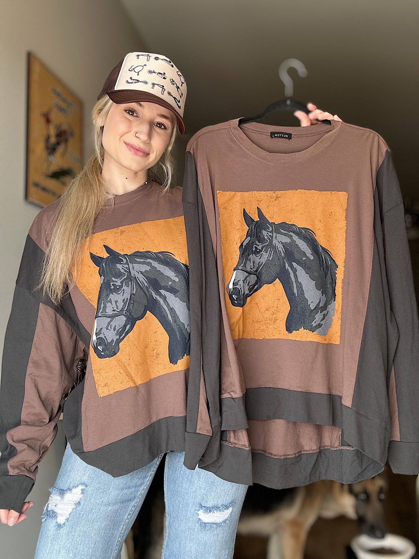 Color Block Horse Top