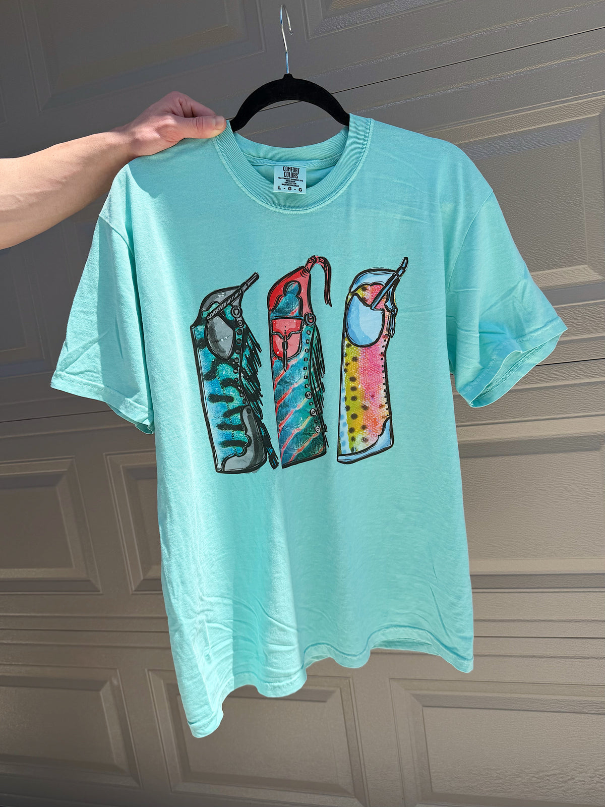 Fishie Print Chaps COMFORT COLORS TEE