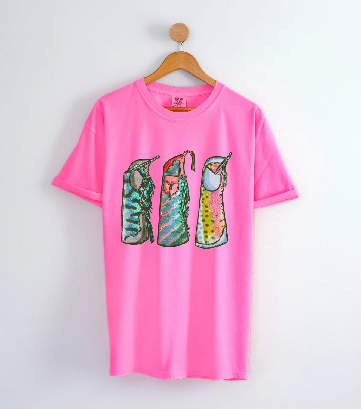 Fishie Print Chaps COMFORT COLORS TEE