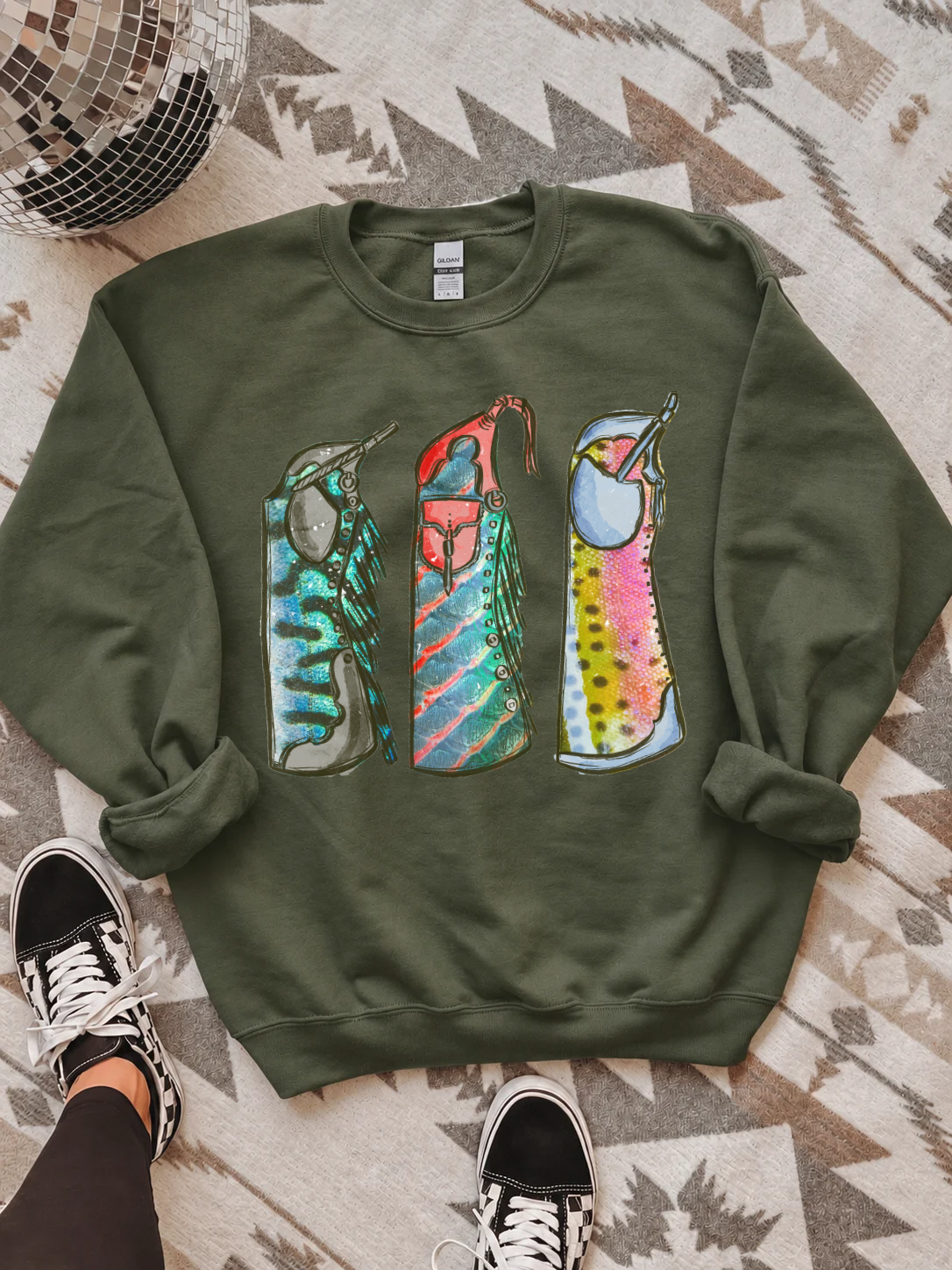 Fishie Print Chaps Crewneck