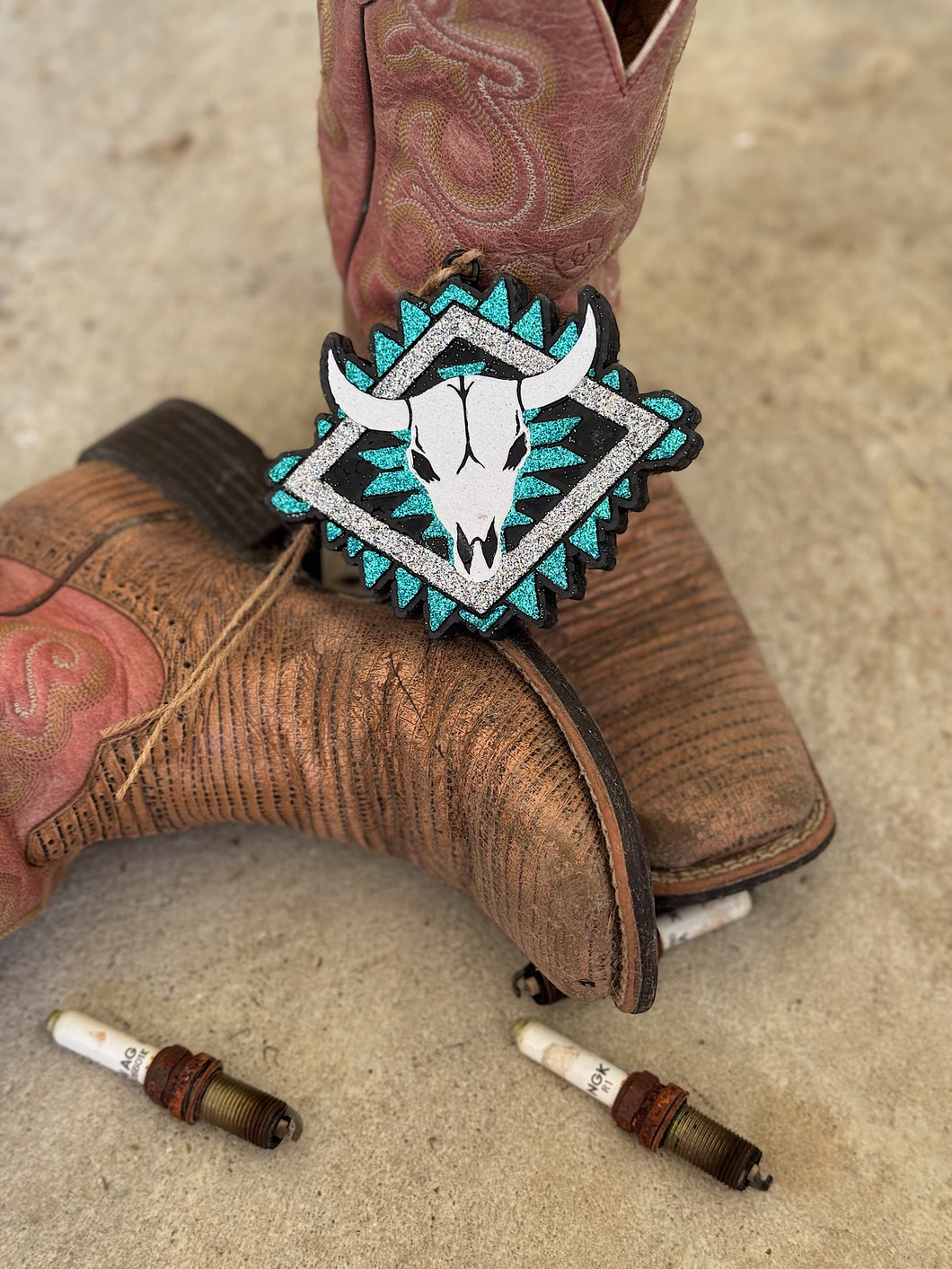 Aztec Bull Skull Car Freshie