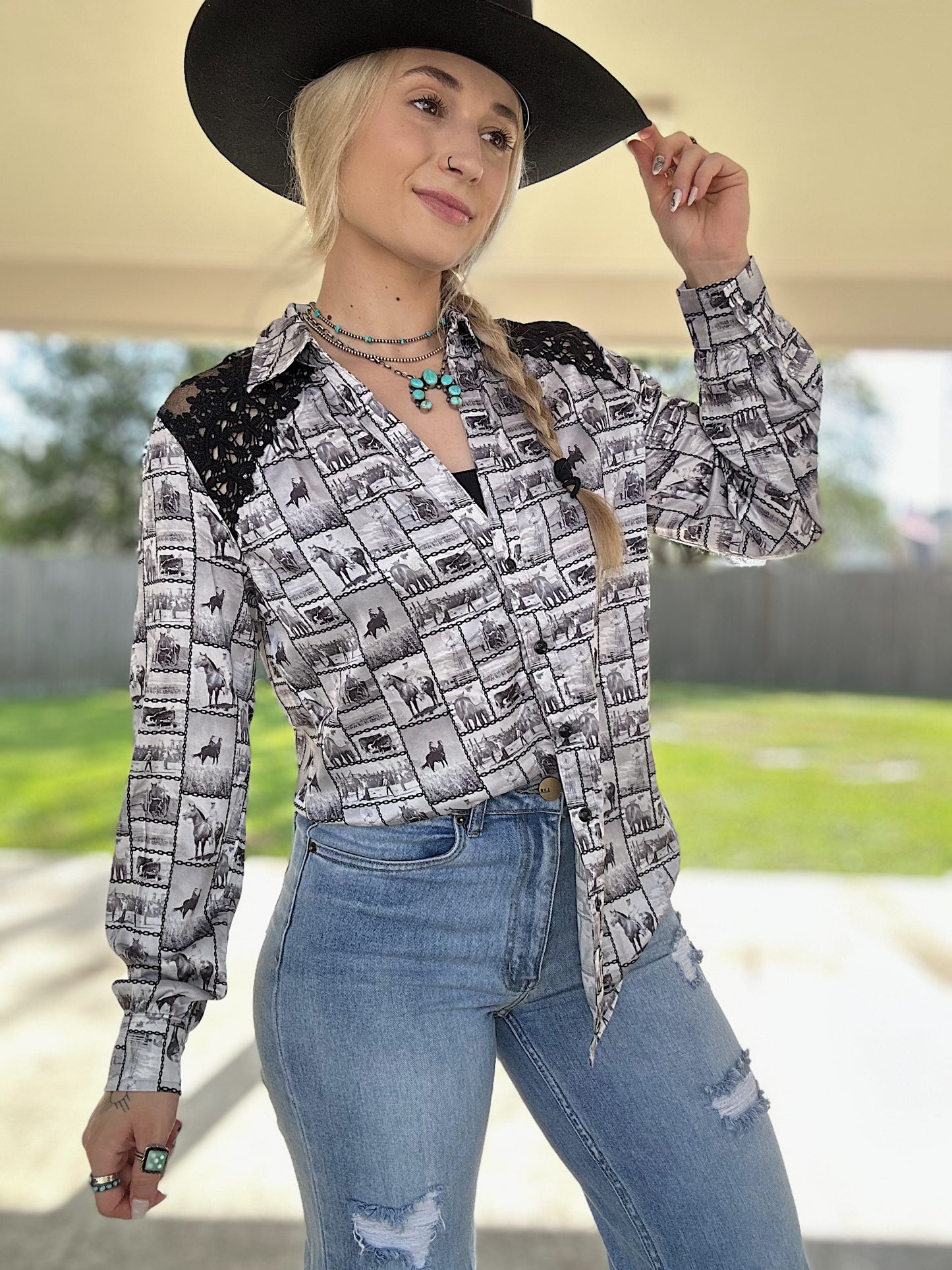Lasso The Lace Button Down