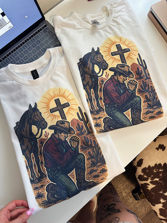 Praying Cowboy TEE or CREWNECK