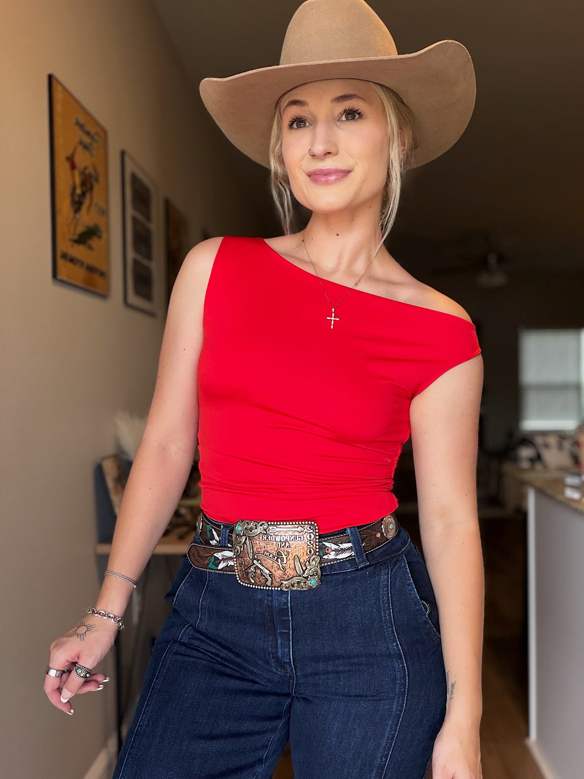 One Shoulder Top (Red)