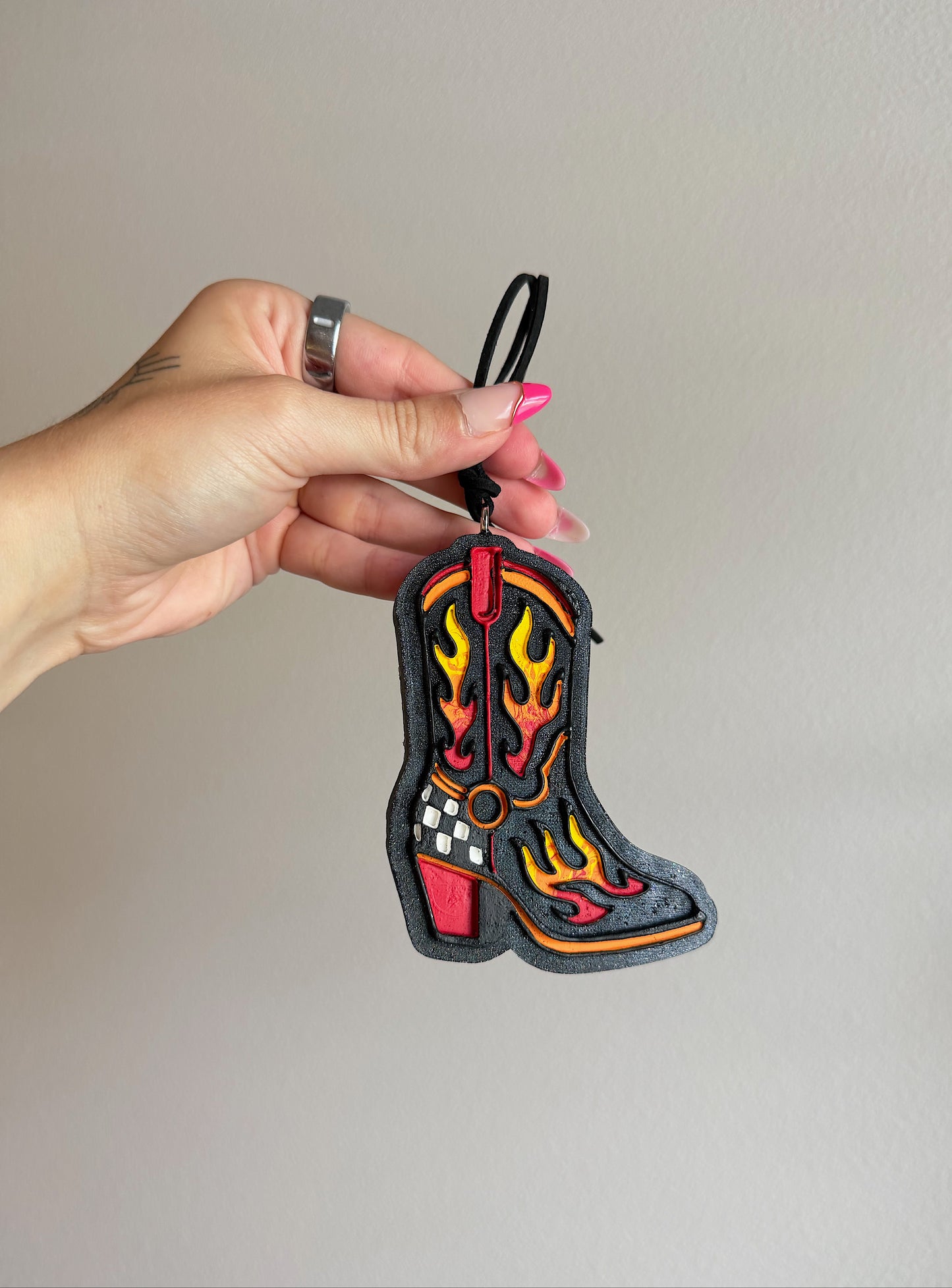 Flame Cowboy Boot Car Freshie
