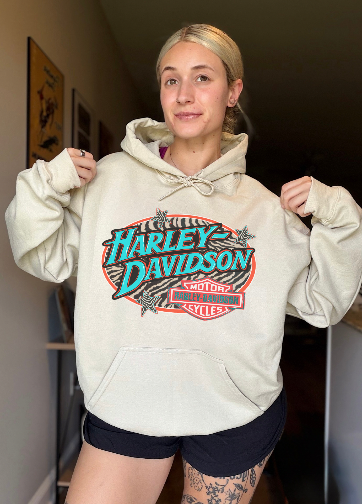 Zebra Harley Hoodie
