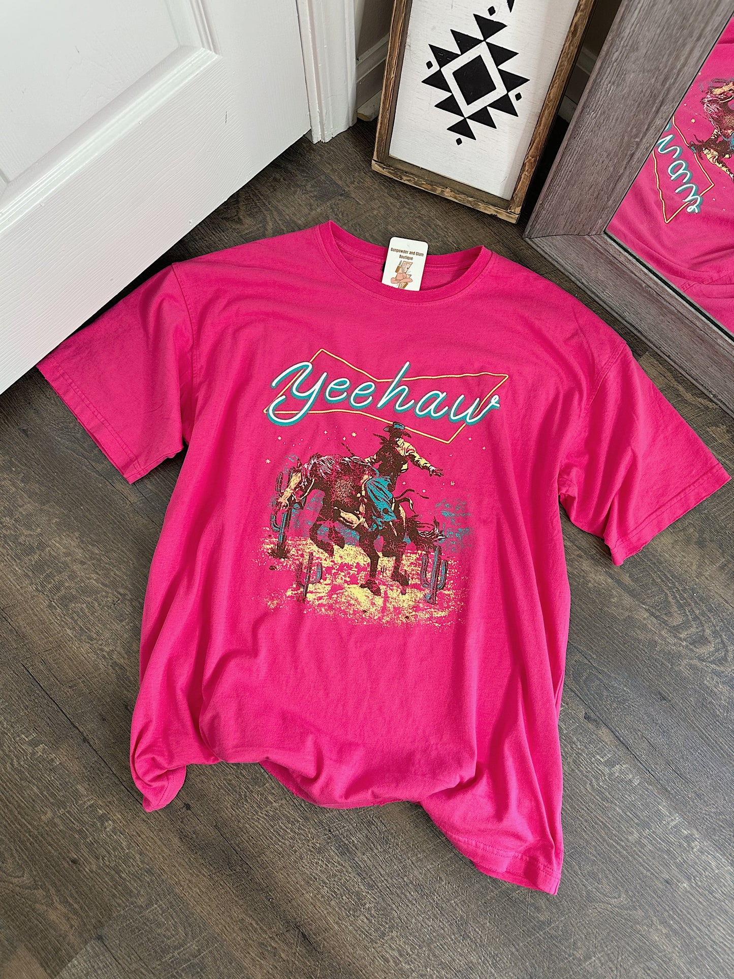 YeeHaw Oversized Tee (Hot Pink)