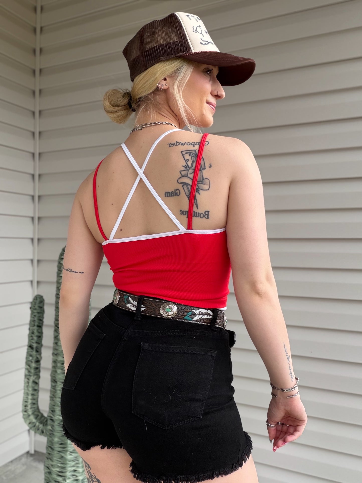 Contrast Layered Tank (Red)