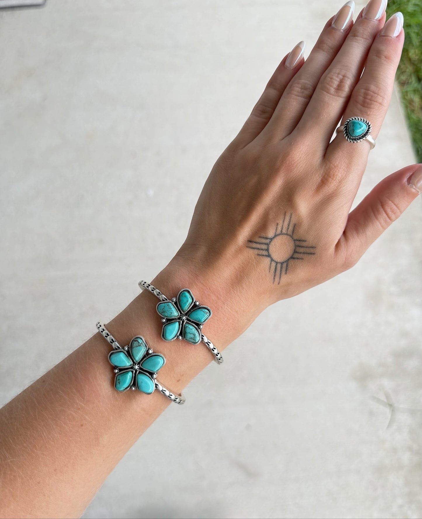 Turquoise Flower Cuff
