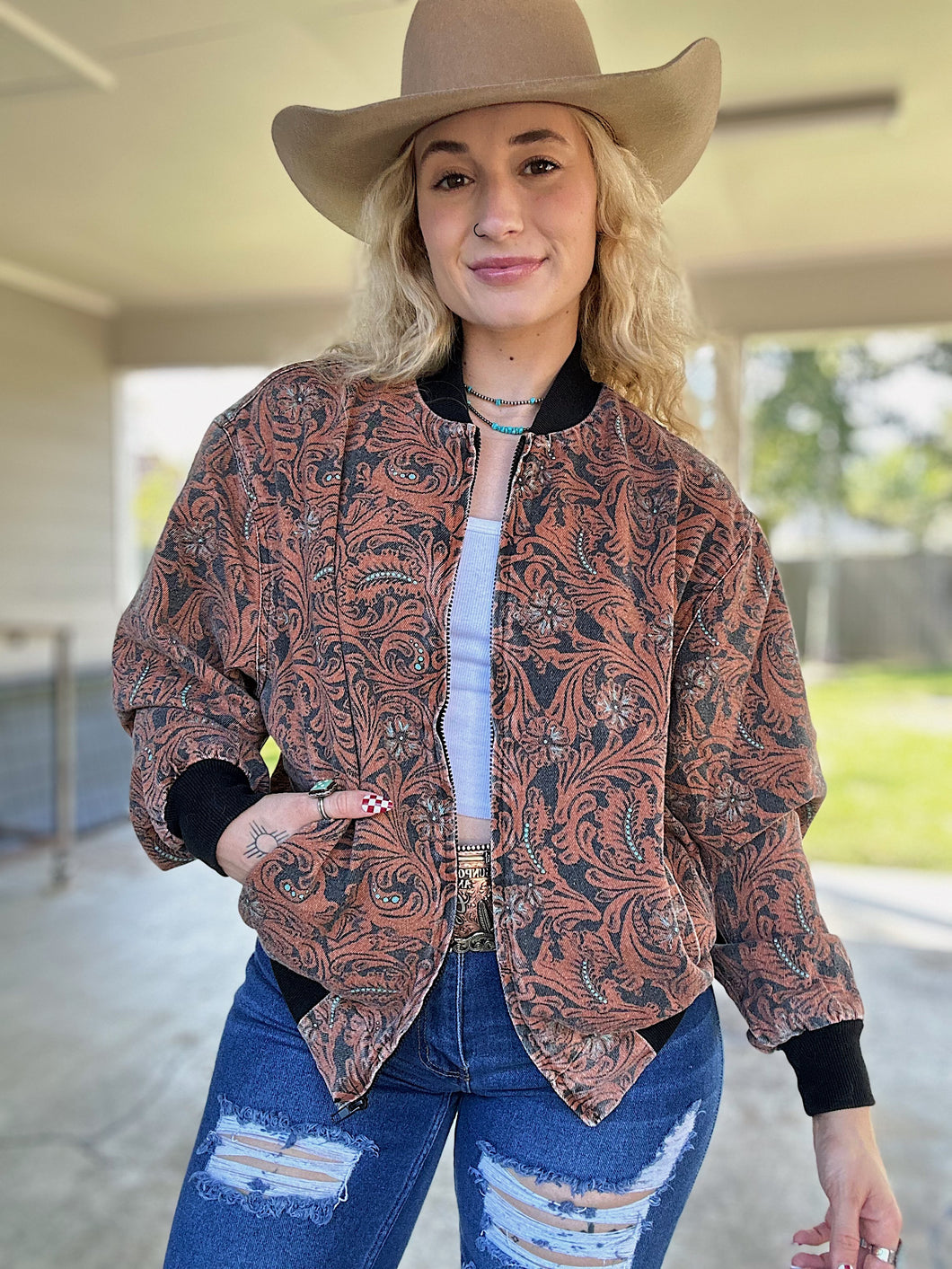 The Tooled Leather Bomber Jacket