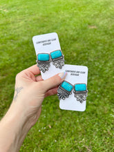 Load image into Gallery viewer, Turquoise Boot Stitch Earrings
