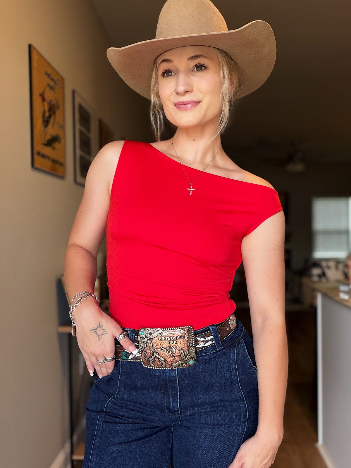 One Shoulder Top (Red)