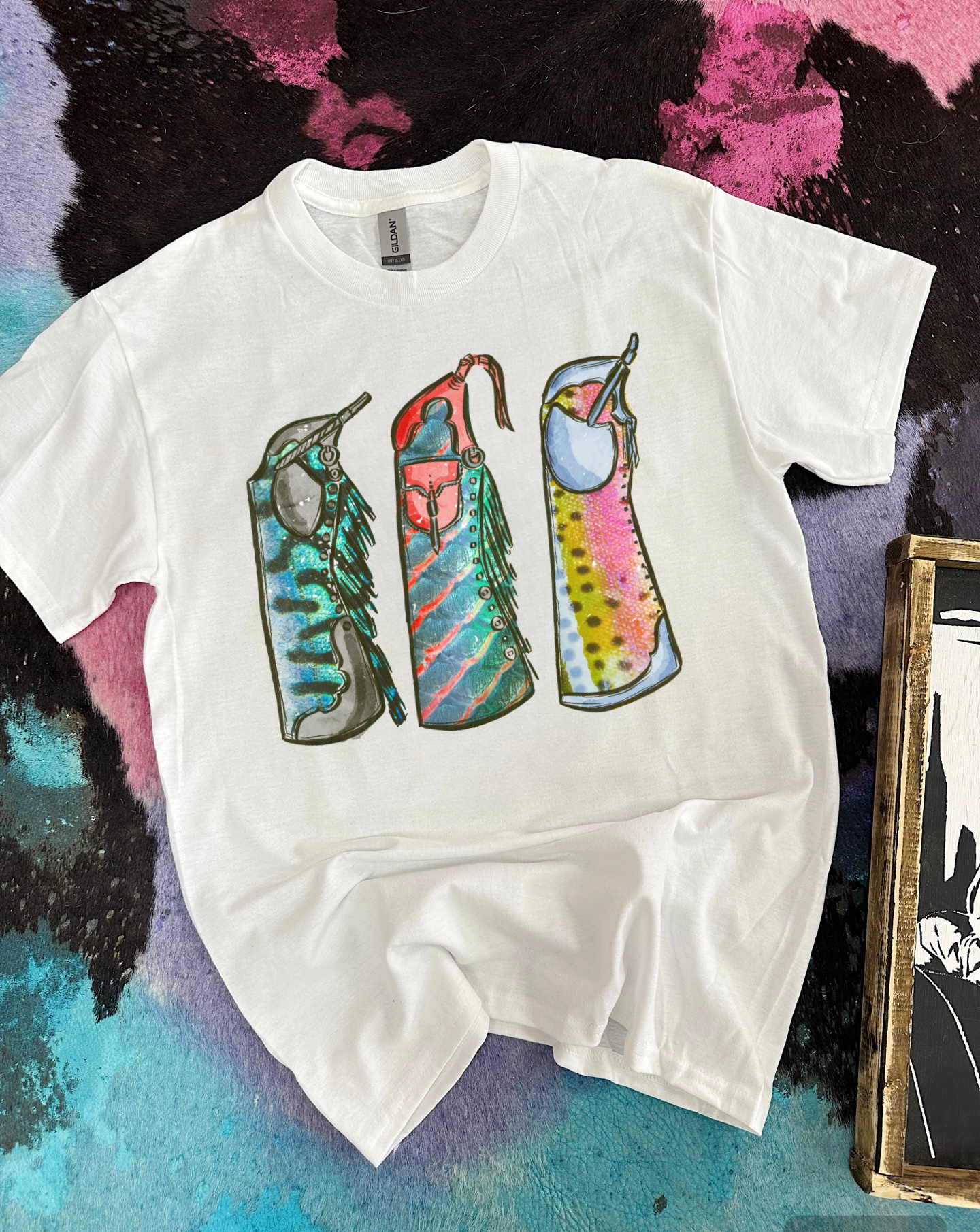Fishie Print Chaps TEE or CREWNECK