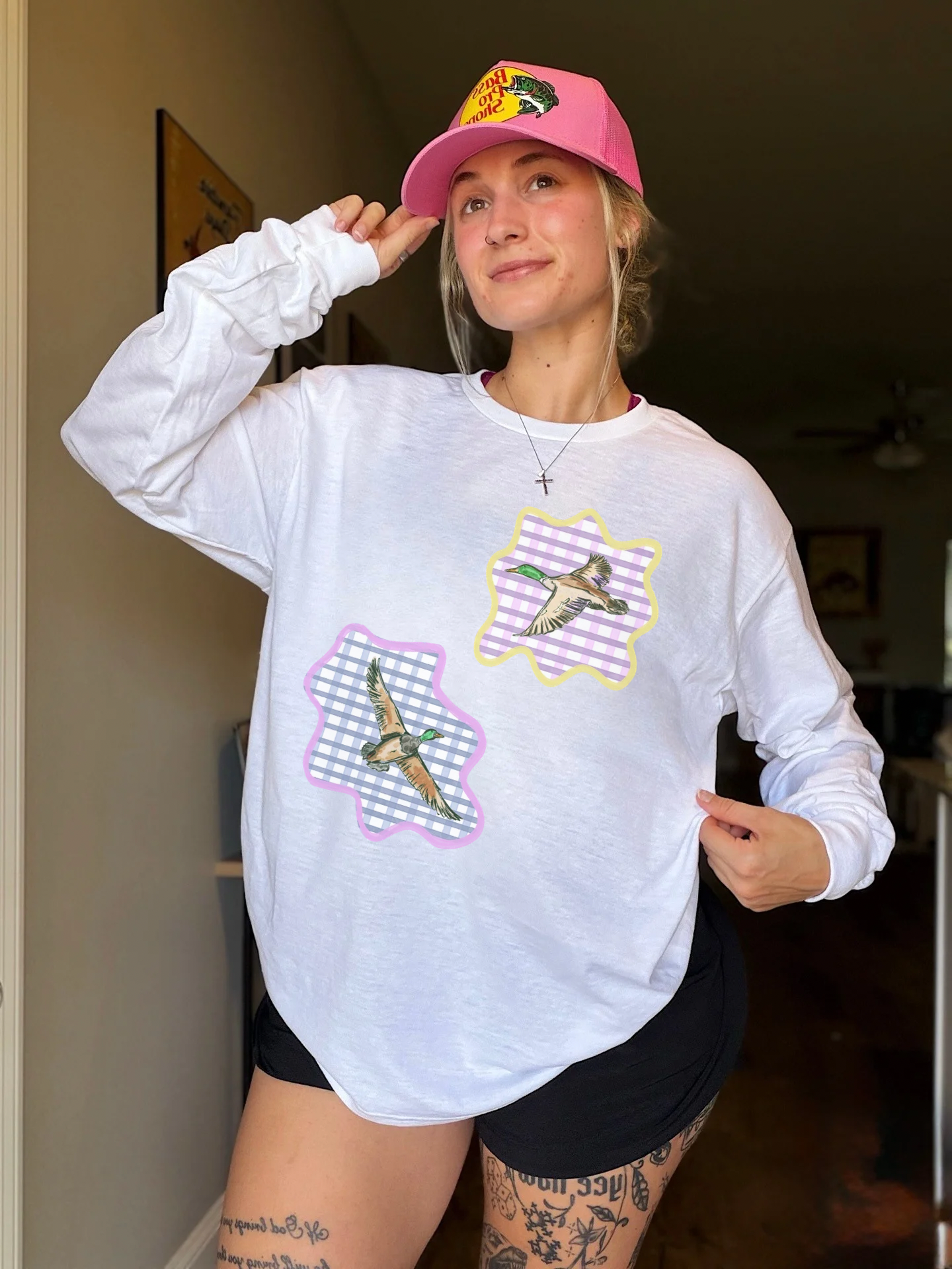 Gingham Mallards Long Sleeve Tee