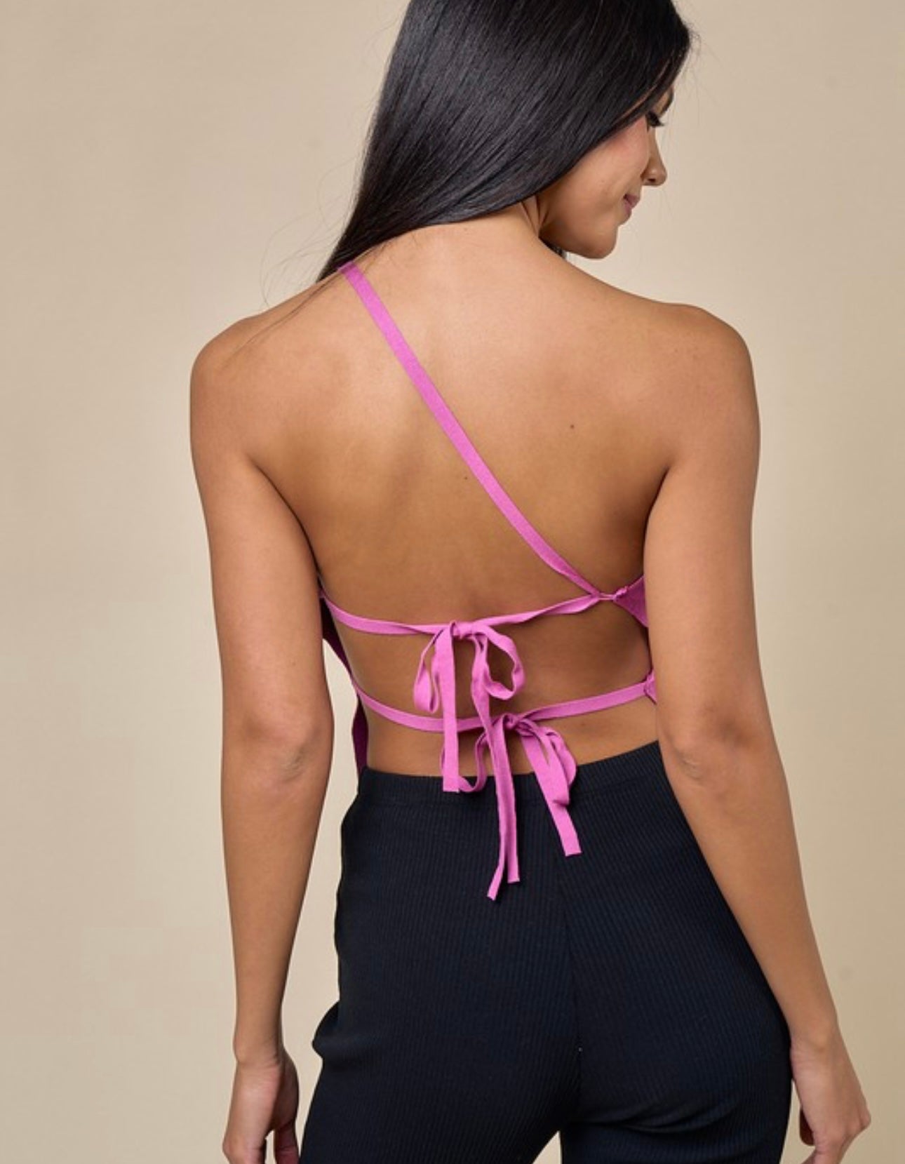 Open Back Tie Tank (Pink)