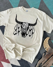 Load image into Gallery viewer, Zebra Bull Skull Tee or Crewneck
