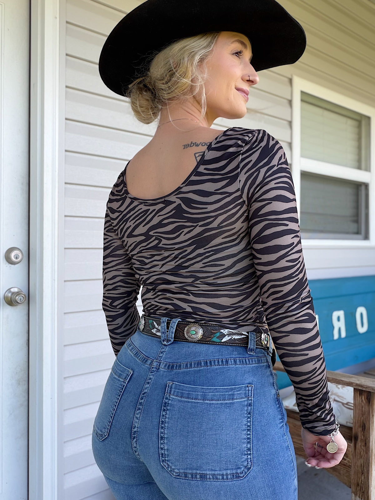 Long Sleeve Zebra Top