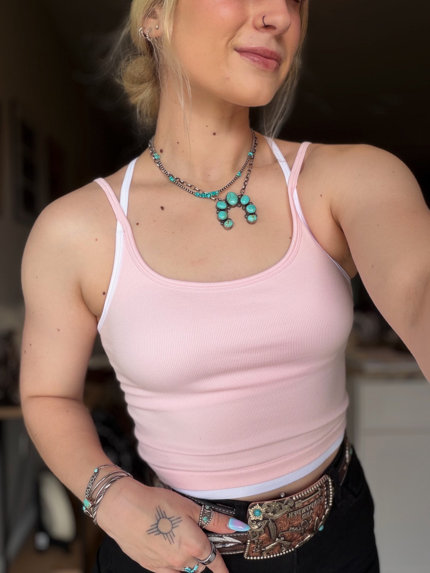 Contrast Layered Tank (Pink)