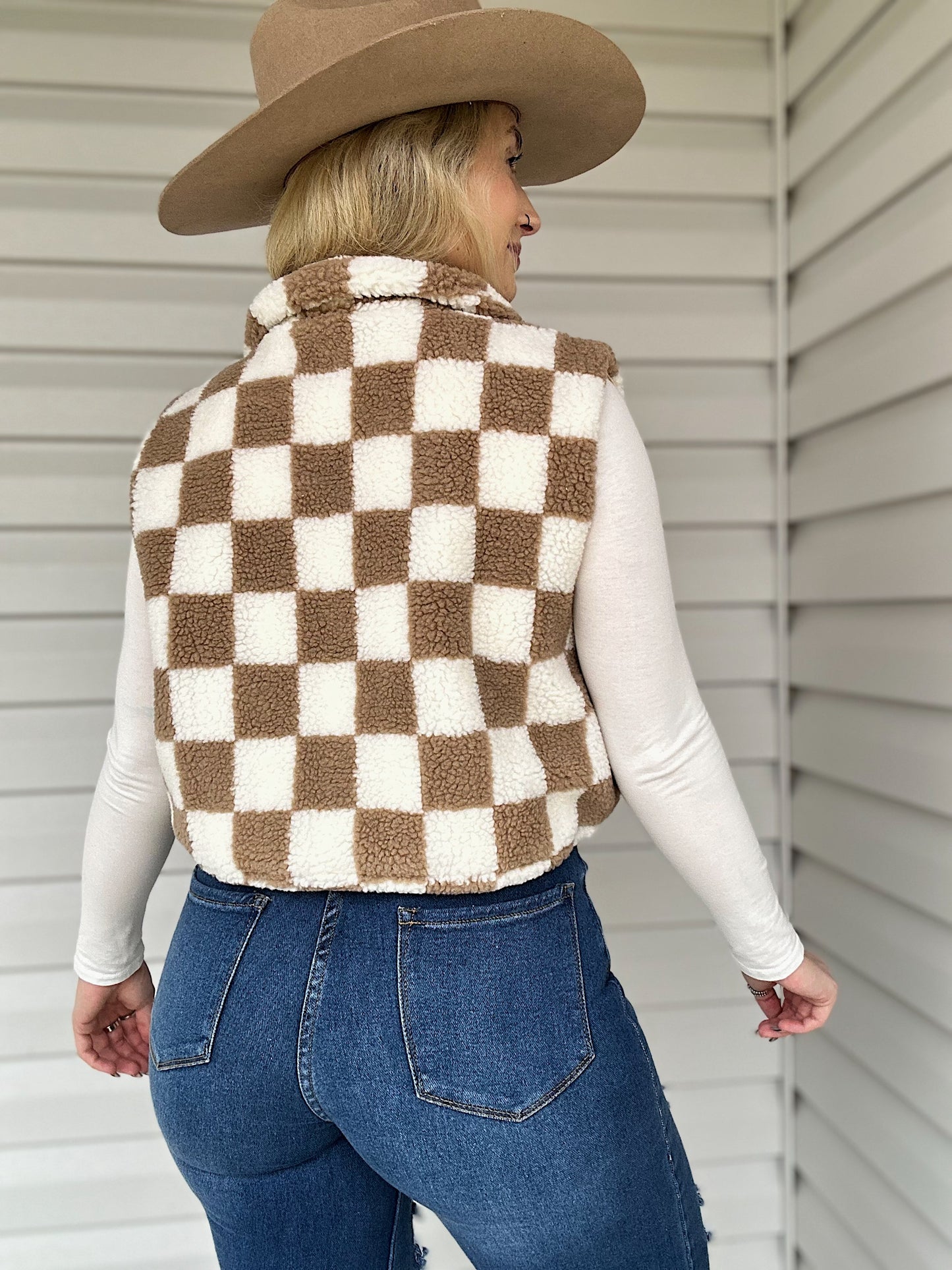 Checkered Sherpa Vest