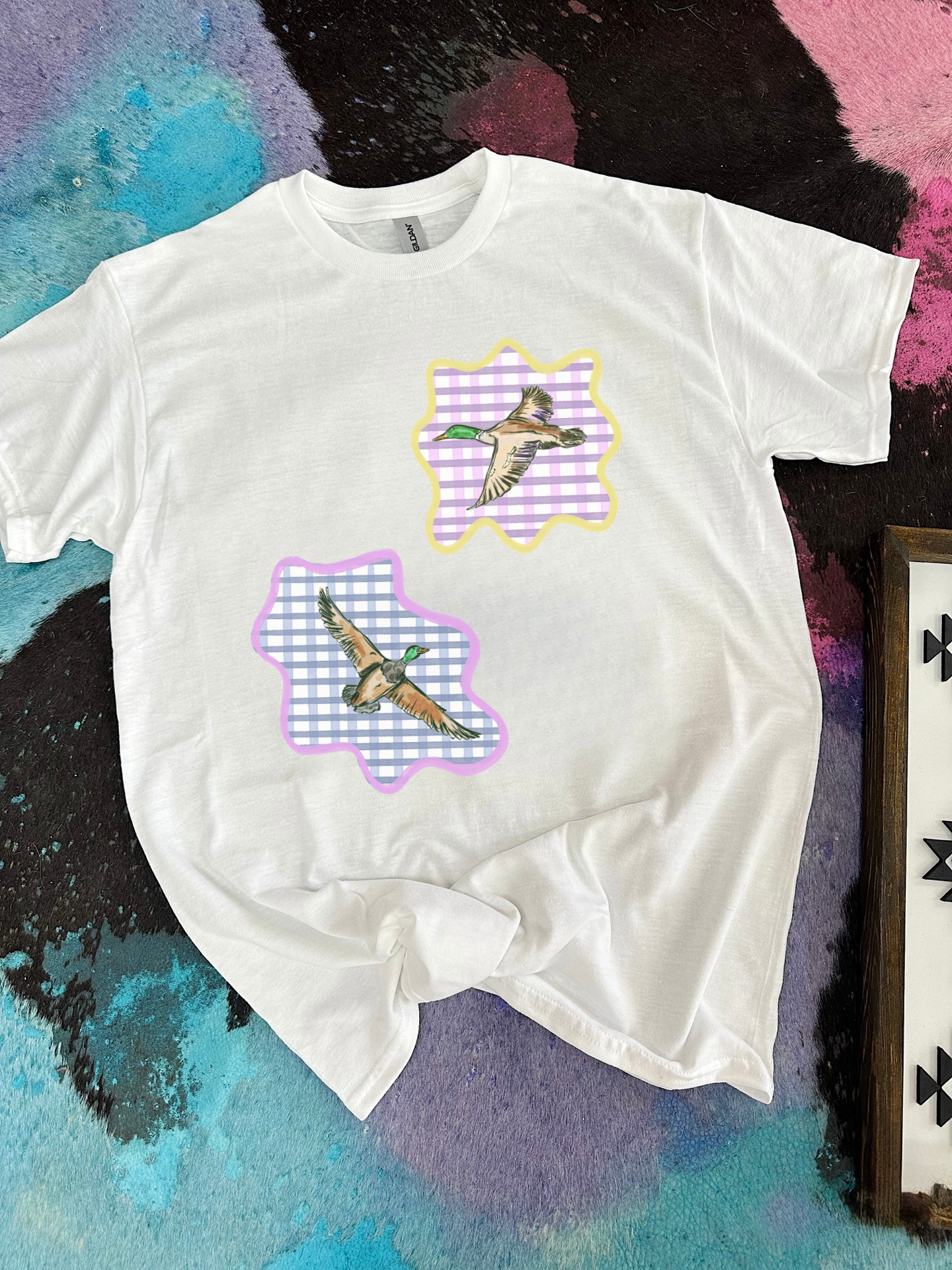 Gingham Mallards TEE or CREWNECK