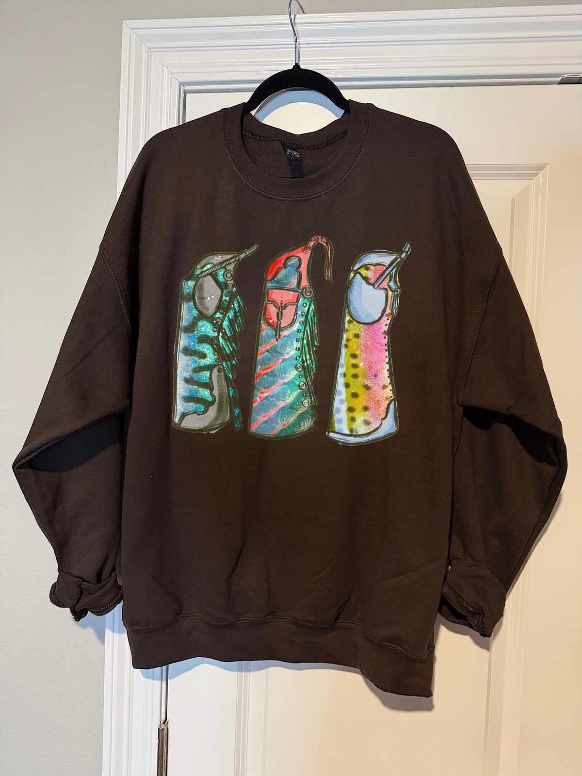 Fishie Print Chaps Crewneck