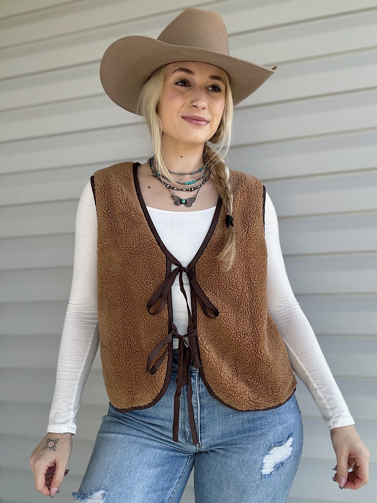 The Teddy Front Tie Vest
