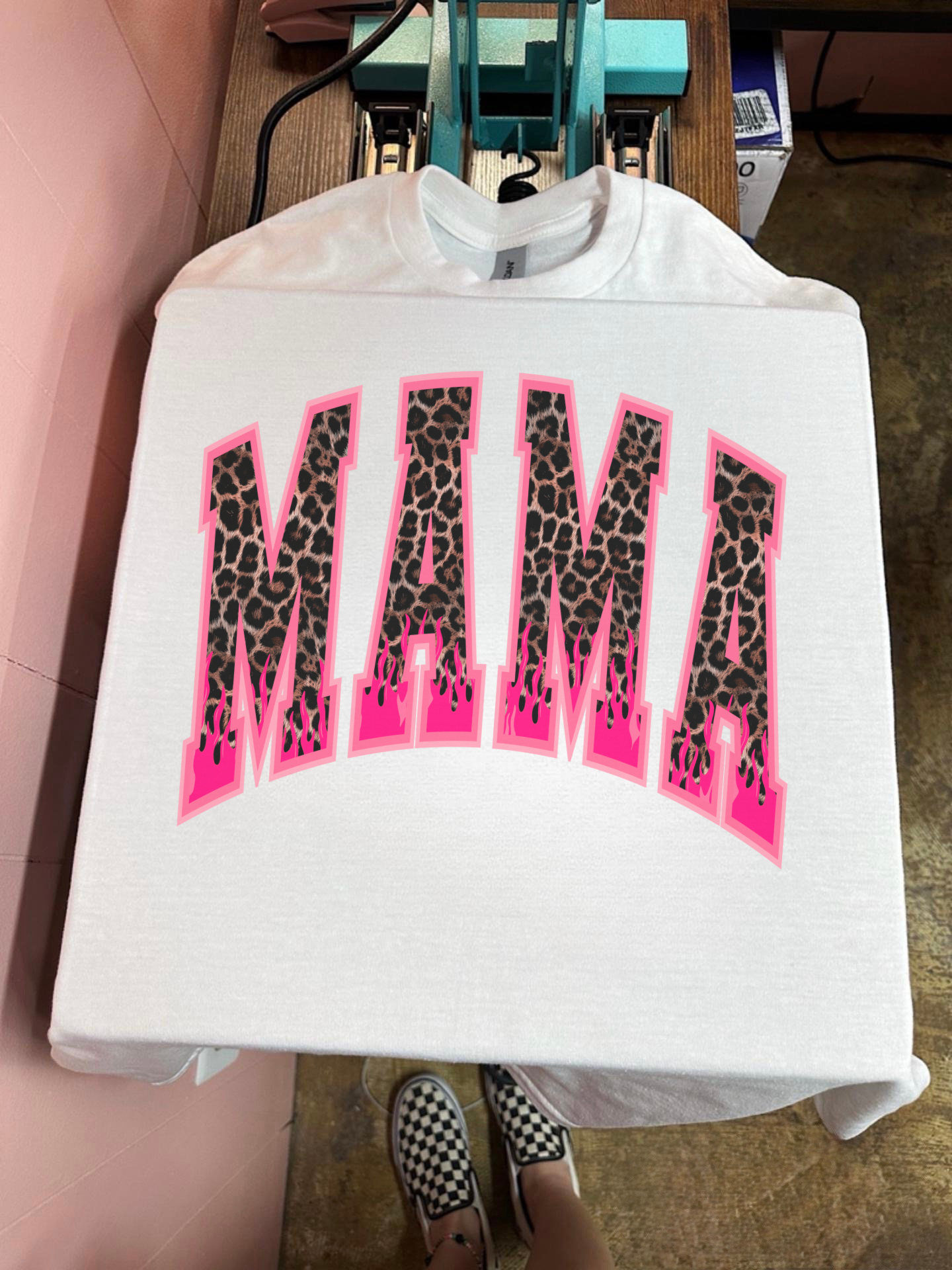 Leopard & Flames Mama TEE or CREWNECK