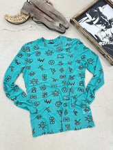 Load image into Gallery viewer, Turquoise Cattle Brand Mesh Top
