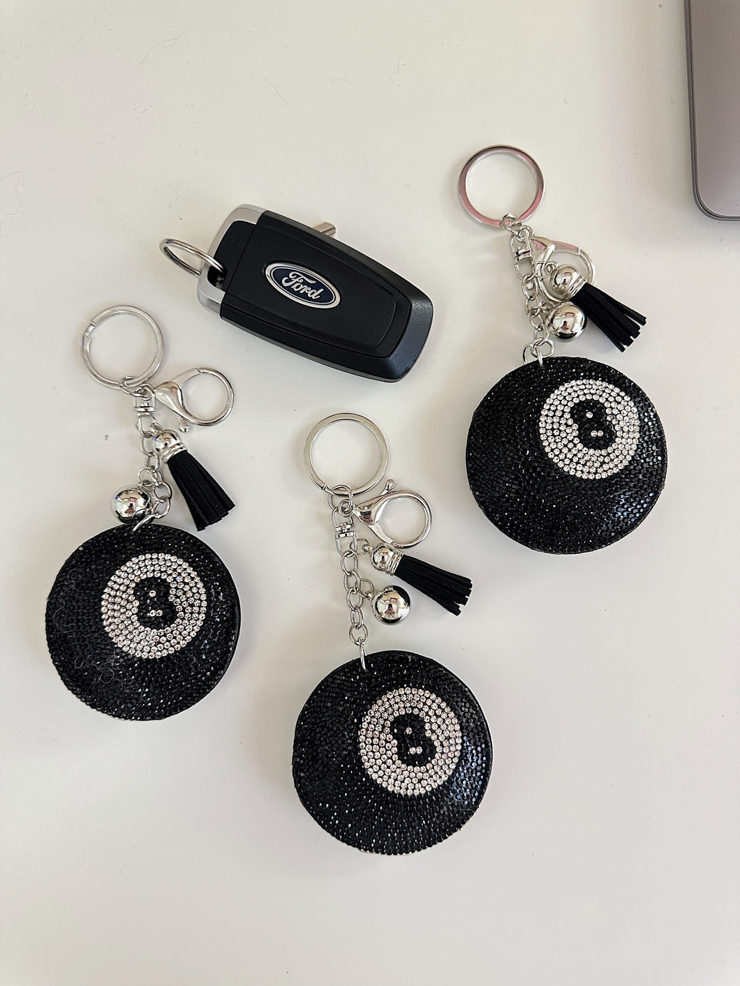 Rhinestone 8 Ball Keychain
