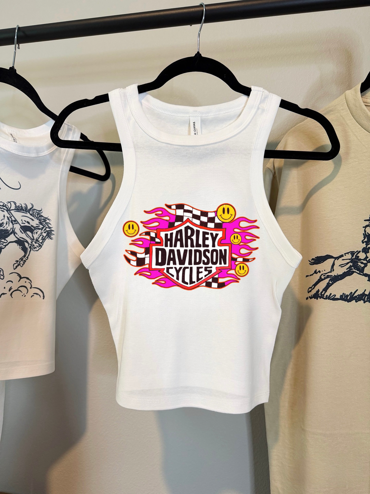 Smiley Face Harley Cropped Tank