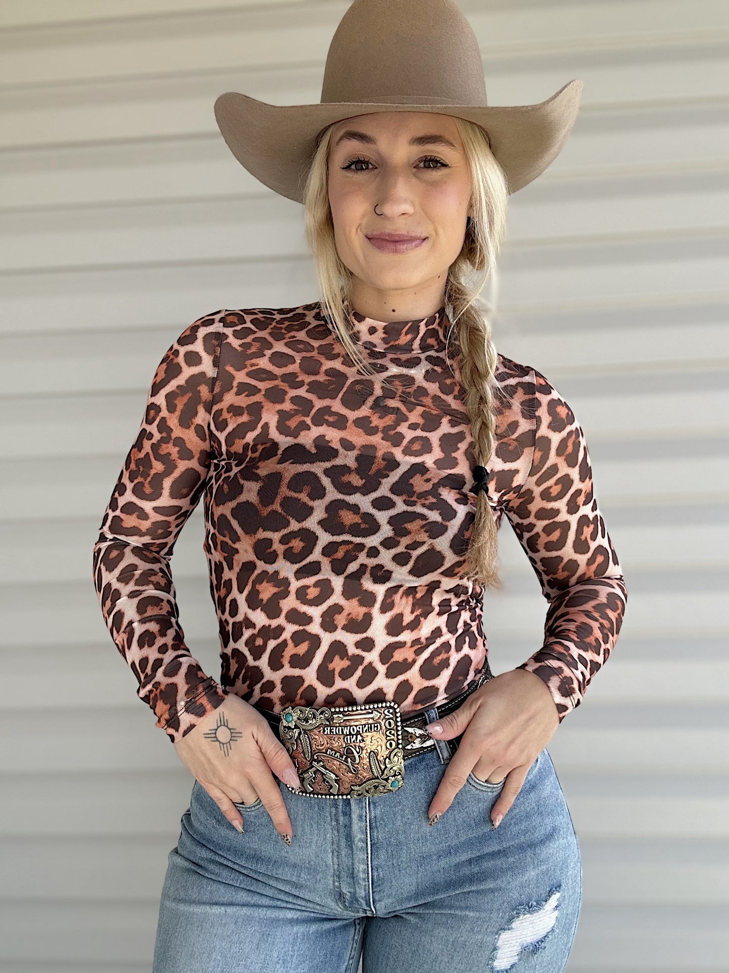 Leopard Mesh Top