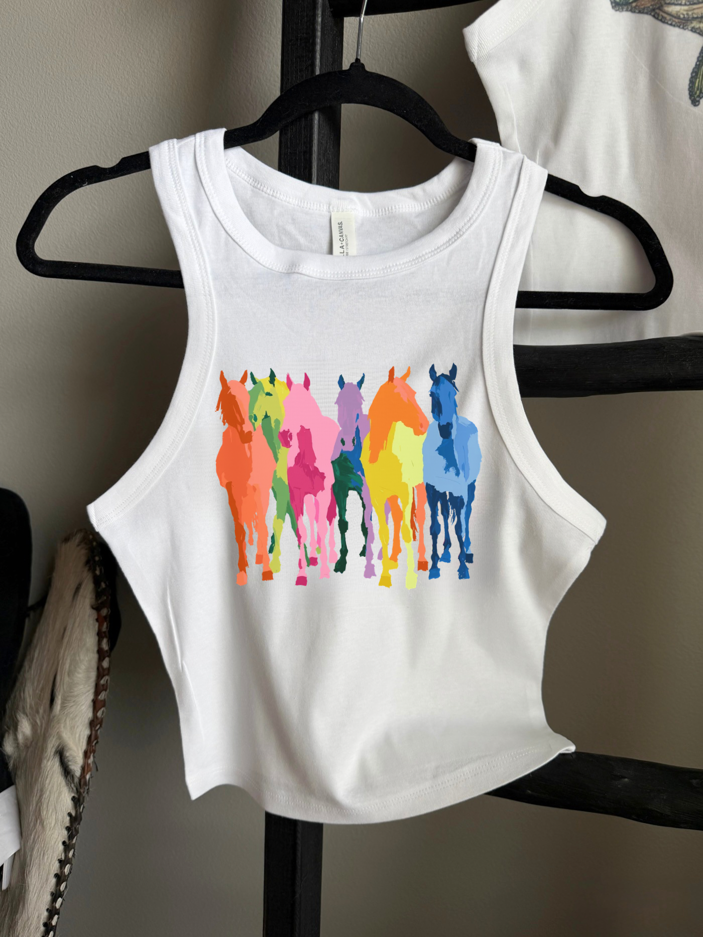 Neon Horses Cropped Tank