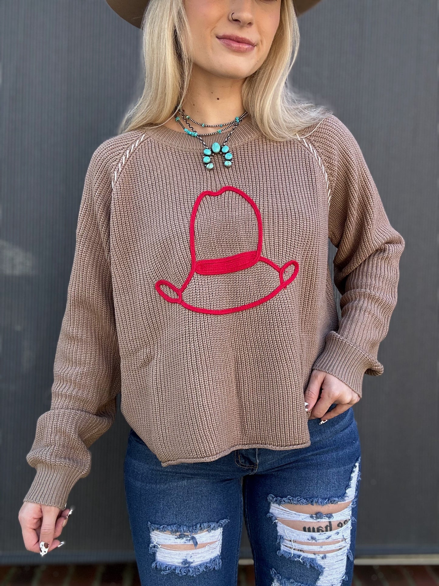 The Stitched Cowboy Hat Sweater