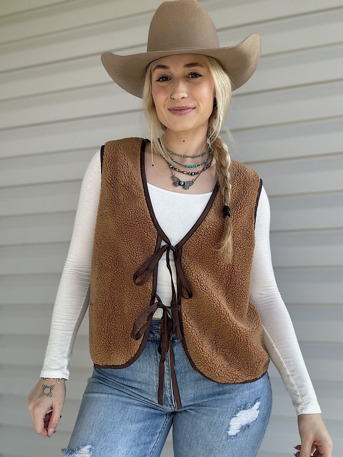 The Teddy Front Tie Vest