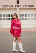 Load image into Gallery viewer, Pink Sequin Shirt Dress
