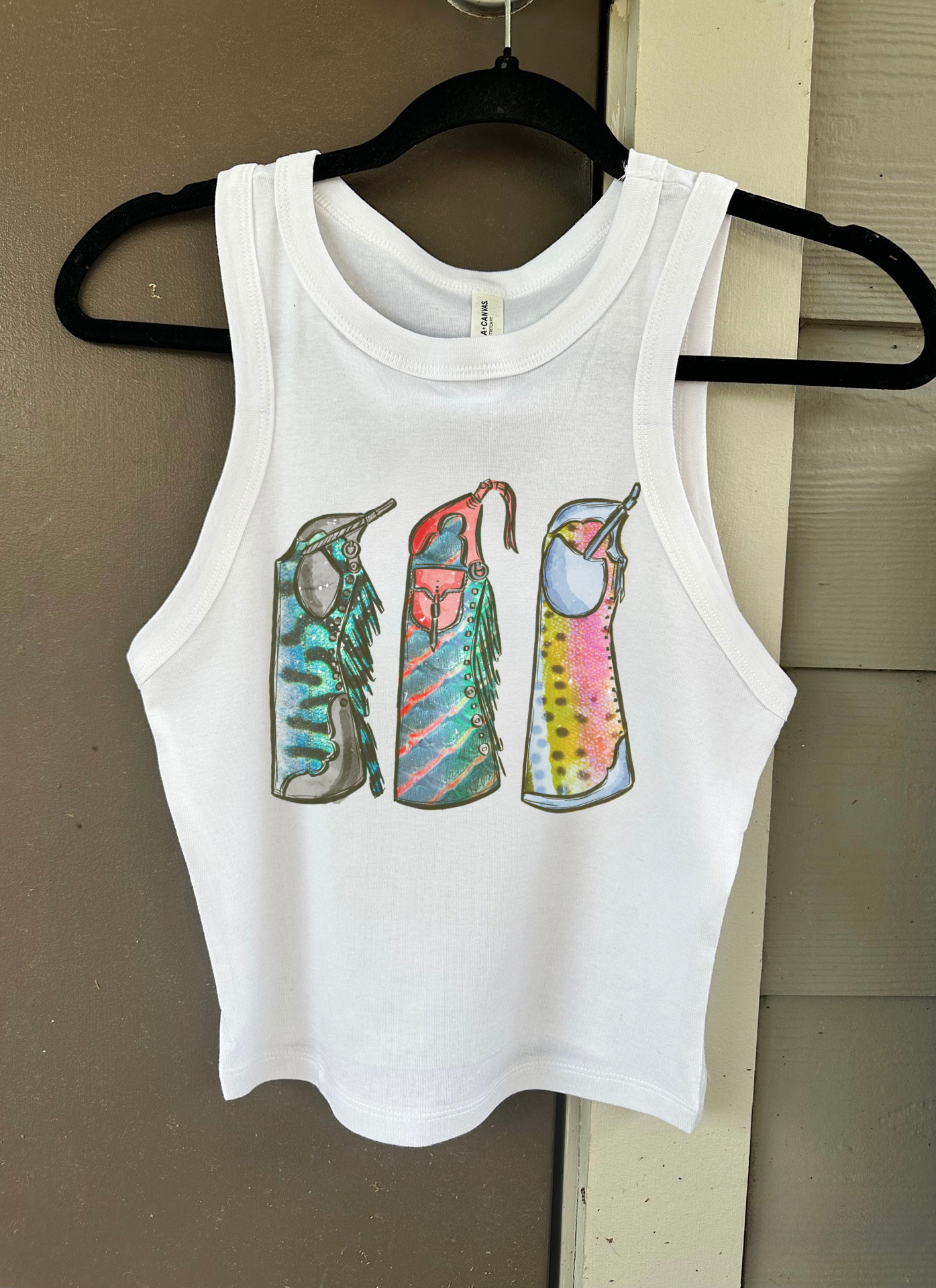 Fishie Print Chaps Cropped Tank