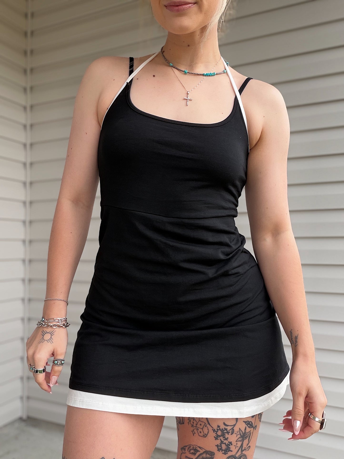 The Hot Shot Halter Dress (Black)
