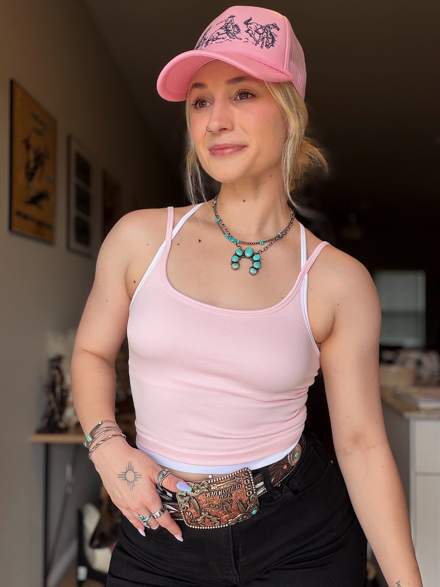 Contrast Layered Tank (Pink)