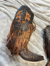 Load image into Gallery viewer, Corral Leopard Fringe Cowboy Boots Size 8.5
