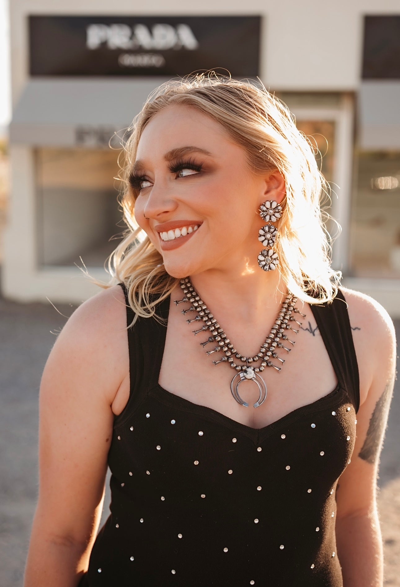 Black Rhinestone Mini Dress