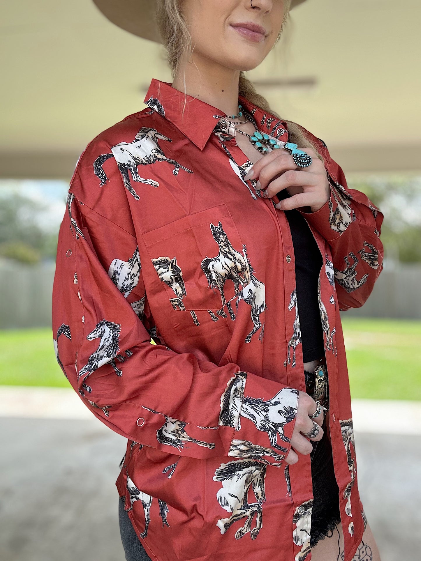 Wild Horses Button Down (Rust)