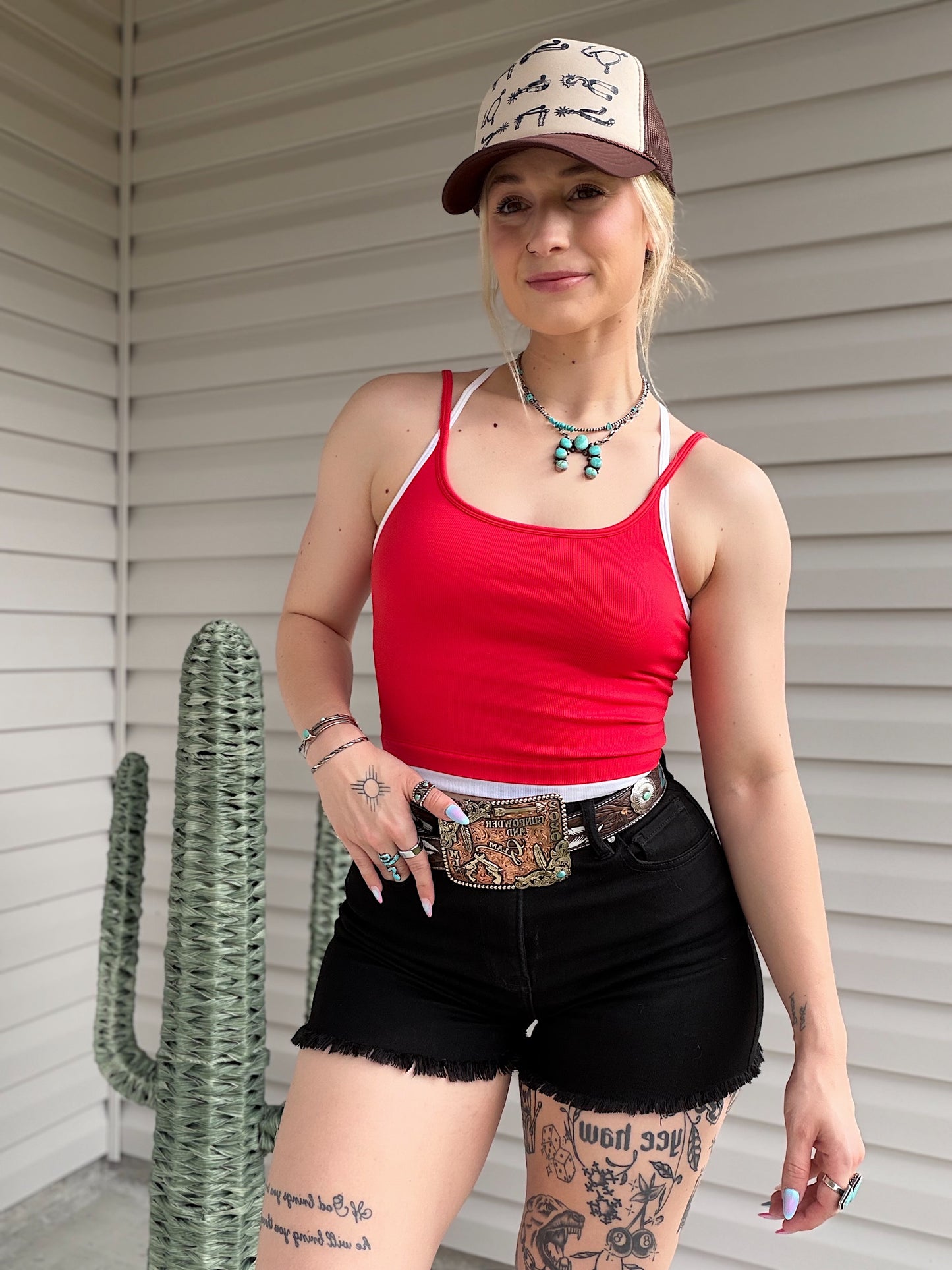 Contrast Layered Tank (Red)
