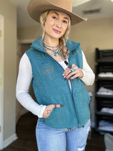 Load image into Gallery viewer, Turquoise Boot Stitch Puffer Vest
